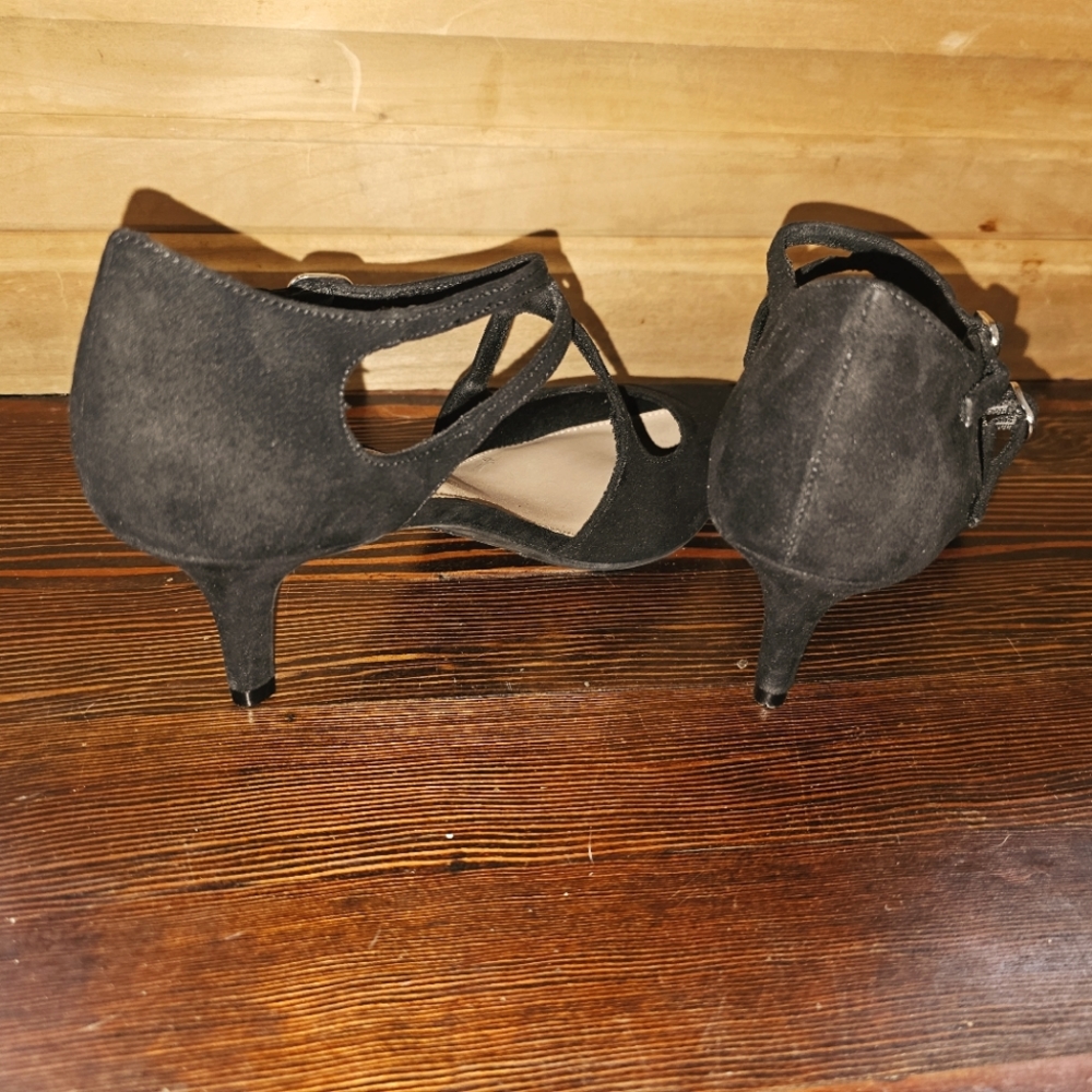 GUC Black Fioni Heels Double Ankle Strap with Adjustable Buckels Size 8 - Picture 3 of 5